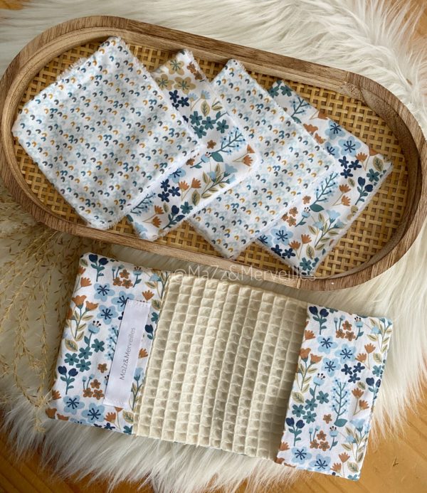 Pochettes et Lingettes Lavables Flowers Sacha